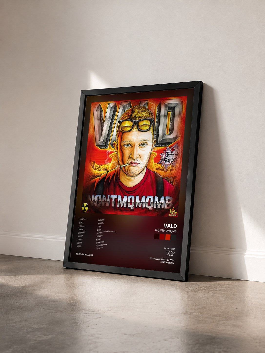 #noir NQNTMQMQMB by Vald as a framed art print seen at an angle, black frame