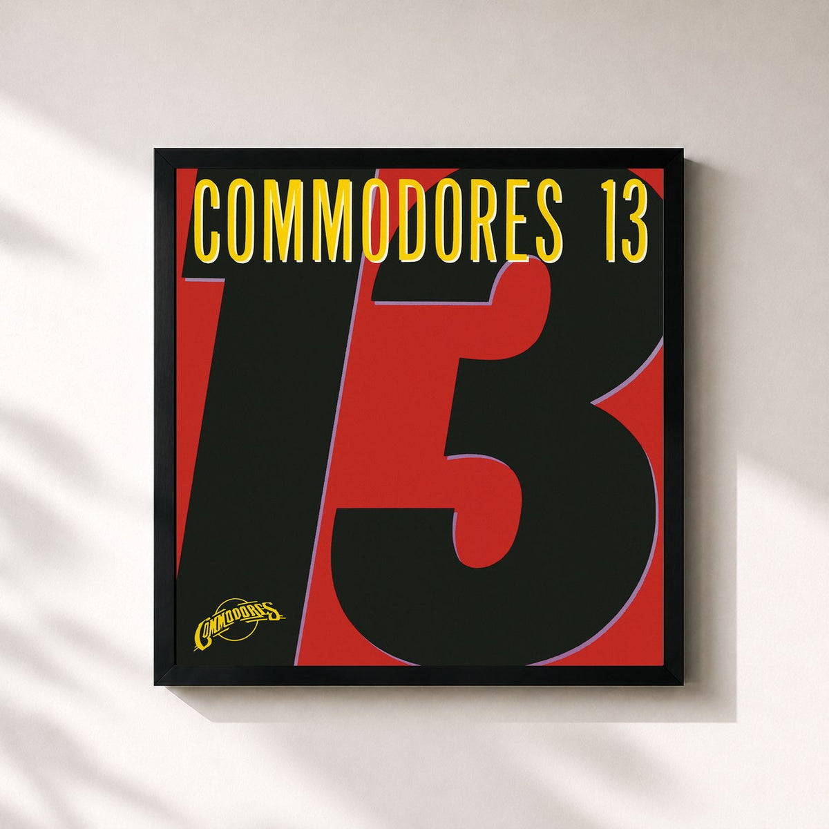 #noir Tableau carré de l'album 13 de Commodores, cadre noir 32x32 cm