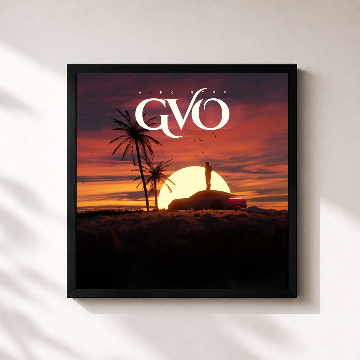 #noir Tableau carré de l'album Good Vibez Only de Alex Rose, cadre noir 32x32 cm