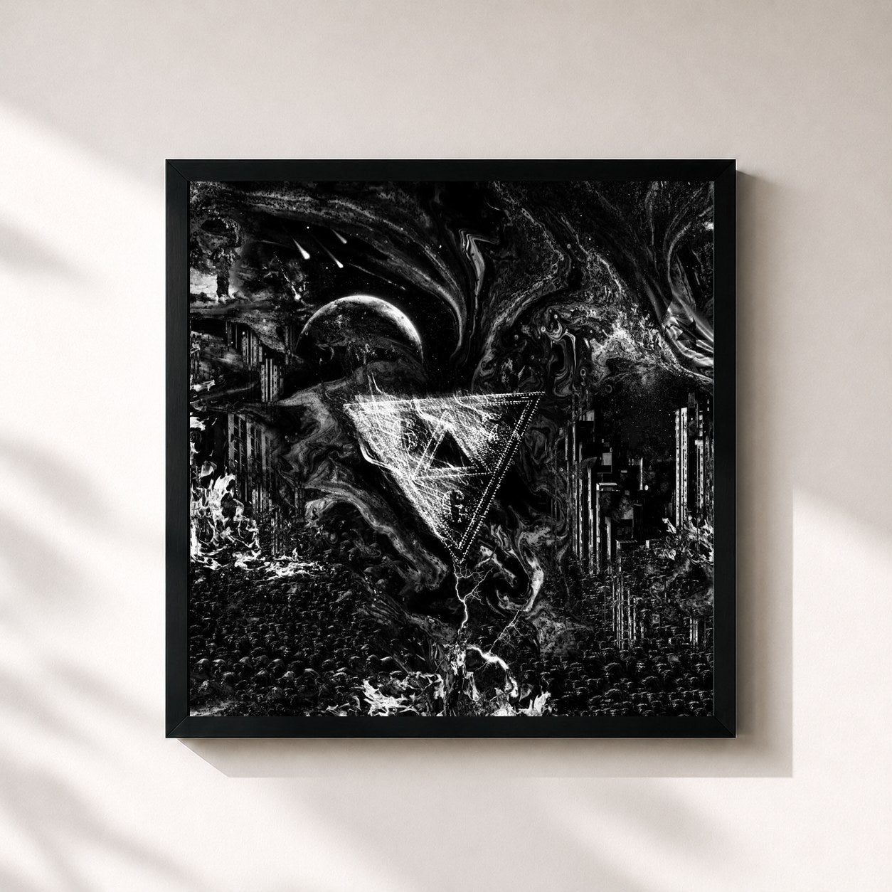 #noir Tableau carré de l'album ADC de Freeze Corleone, cadre noir 32x32 cm