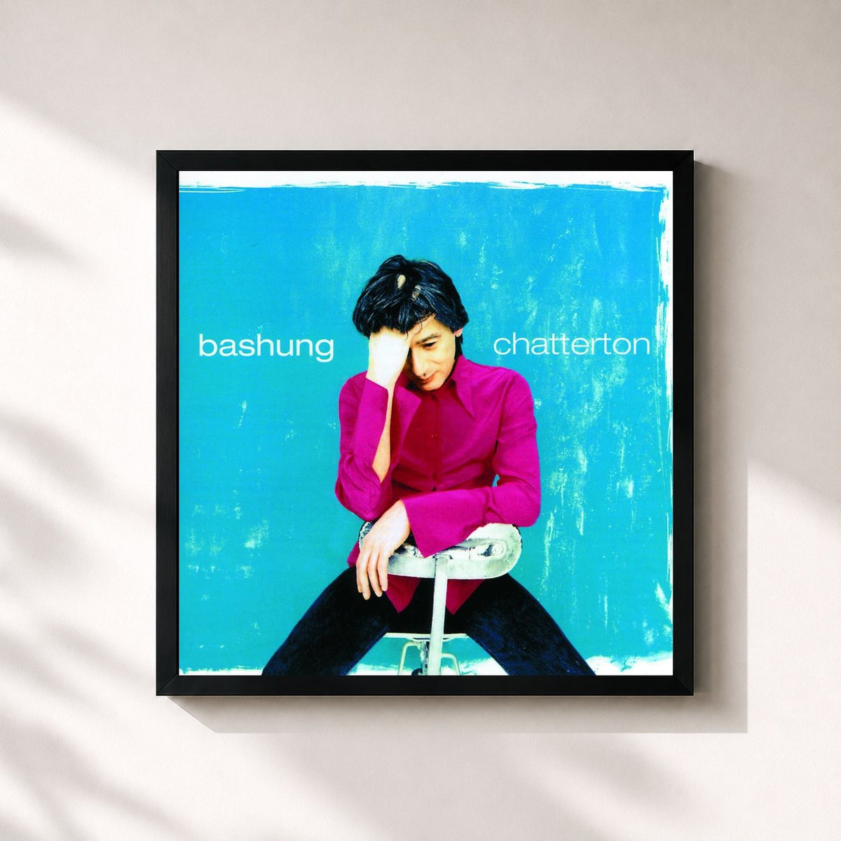 #noir Chatterton di Alain Bashung in stampa quadrata incorniciata, cornice nera 32x32 cm