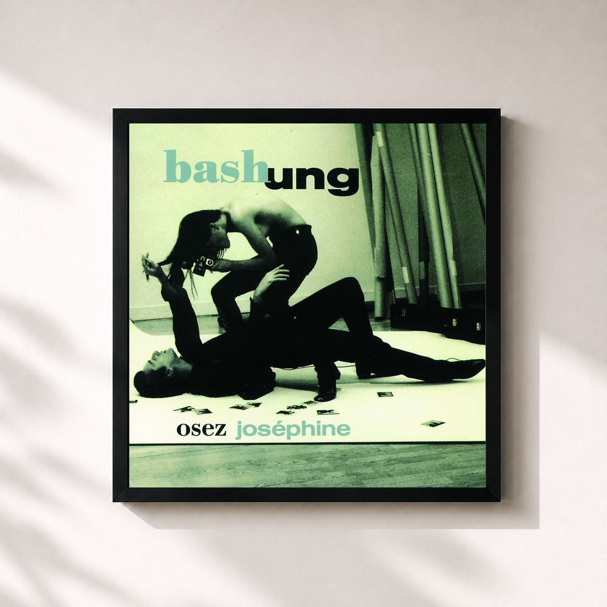 #noir Osez Josephine by Alain Bashung as a square framed art print, black 32x32 cm frame