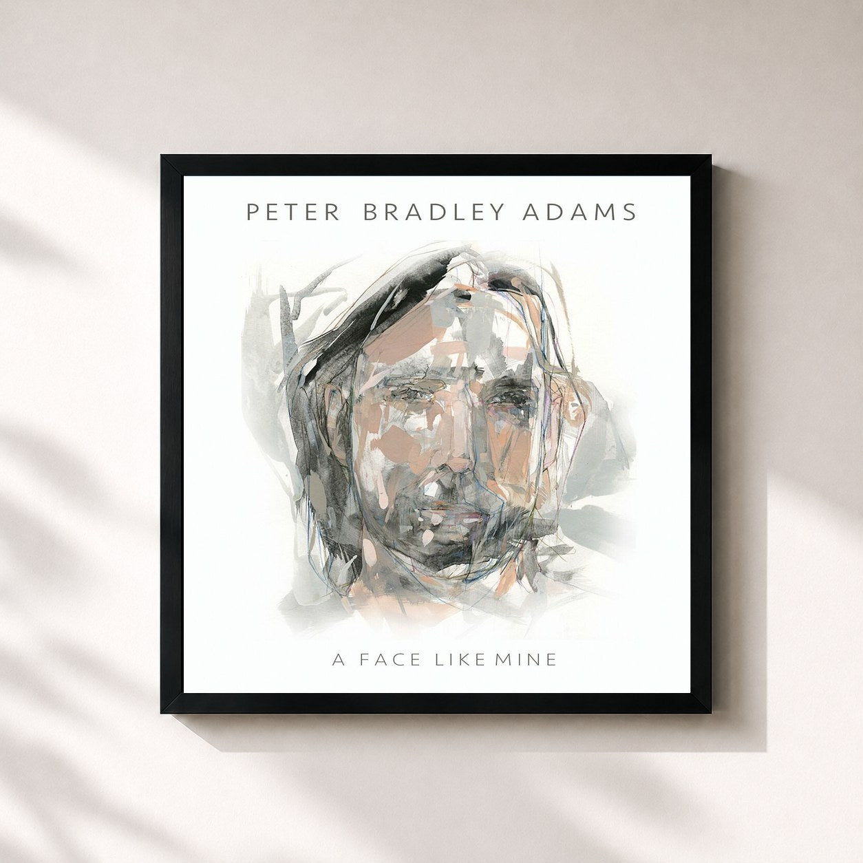 #noir Tableau carré de l'album A Face Like Mine de Peter Bradley Adams, cadre noir 32x32 cm
