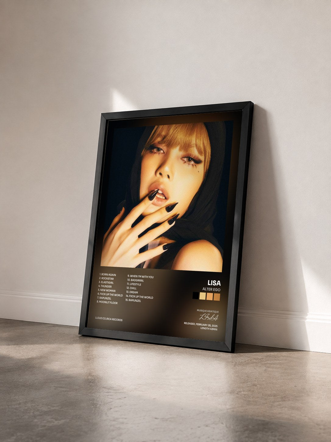 #noir Tableau de l'album Alter Ego de LISA vu de trois quarts, cadre noir