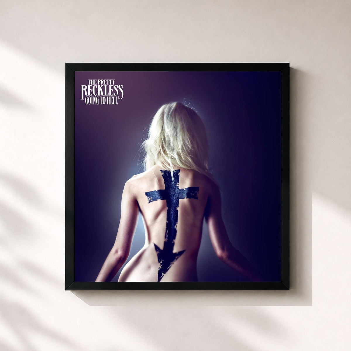 #noir Tableau carré de l'album Going to Hell de The Pretty Reckless, cadre noir 32x32 cm