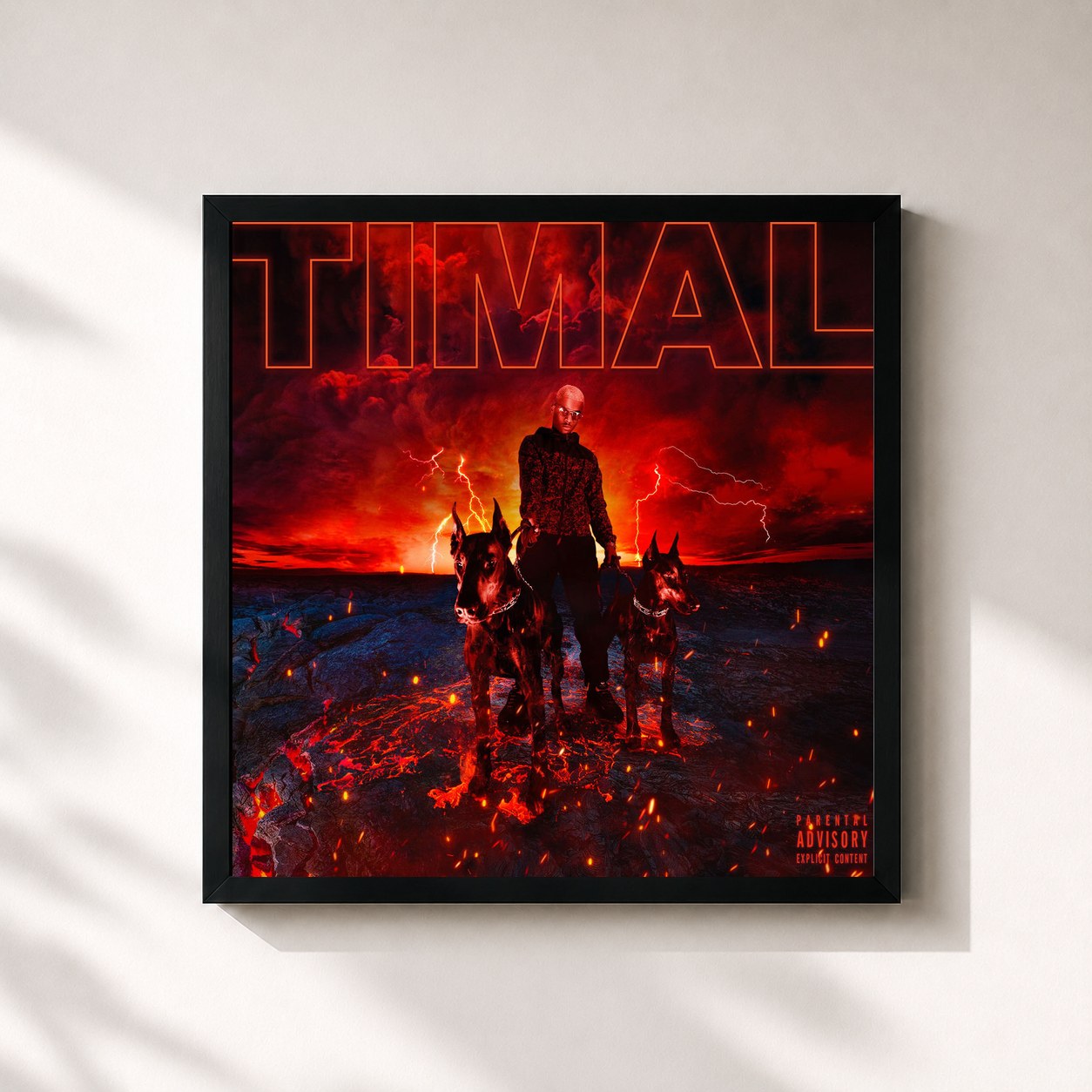 #noir Tableau carré de l'album Trop Caliente de Timal, cadre noir 32x32 cm