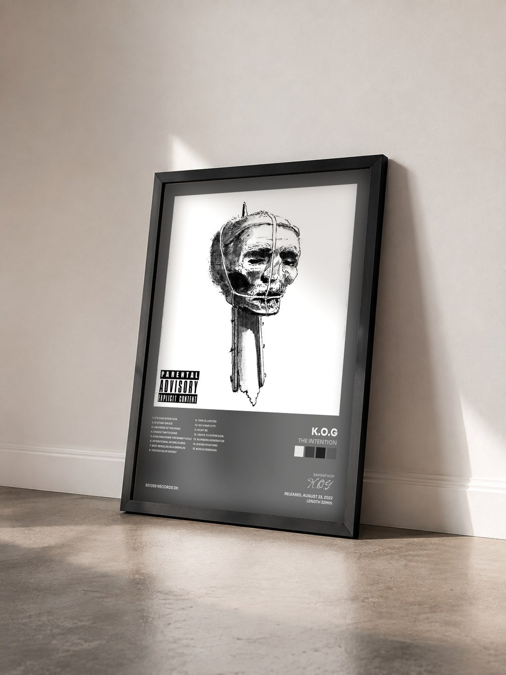 #noir The Intention by K.O.G as a framed art print seen at an angle, black frame