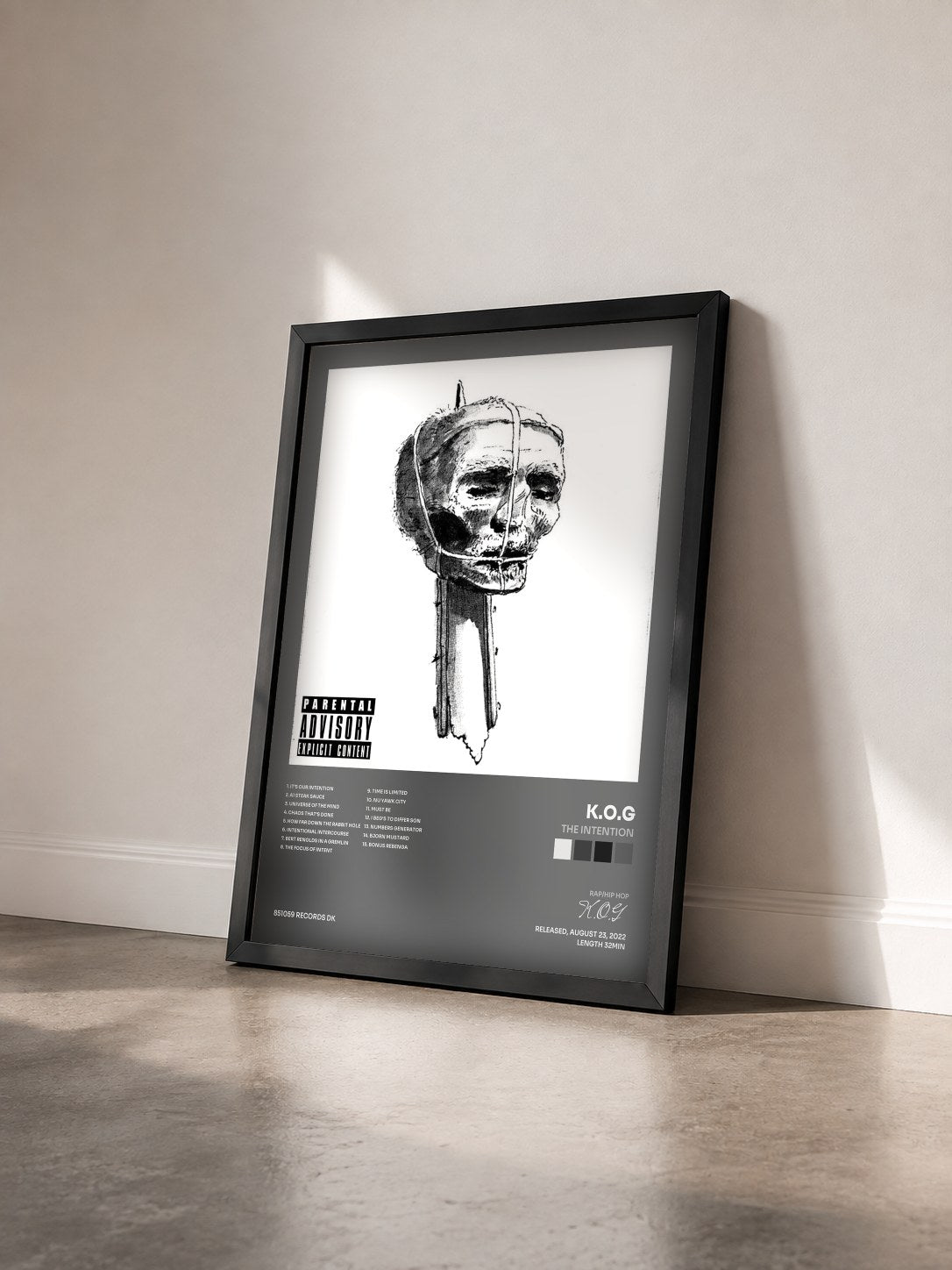 #noir The Intention by K.O.G as a framed art print seen at an angle, black frame