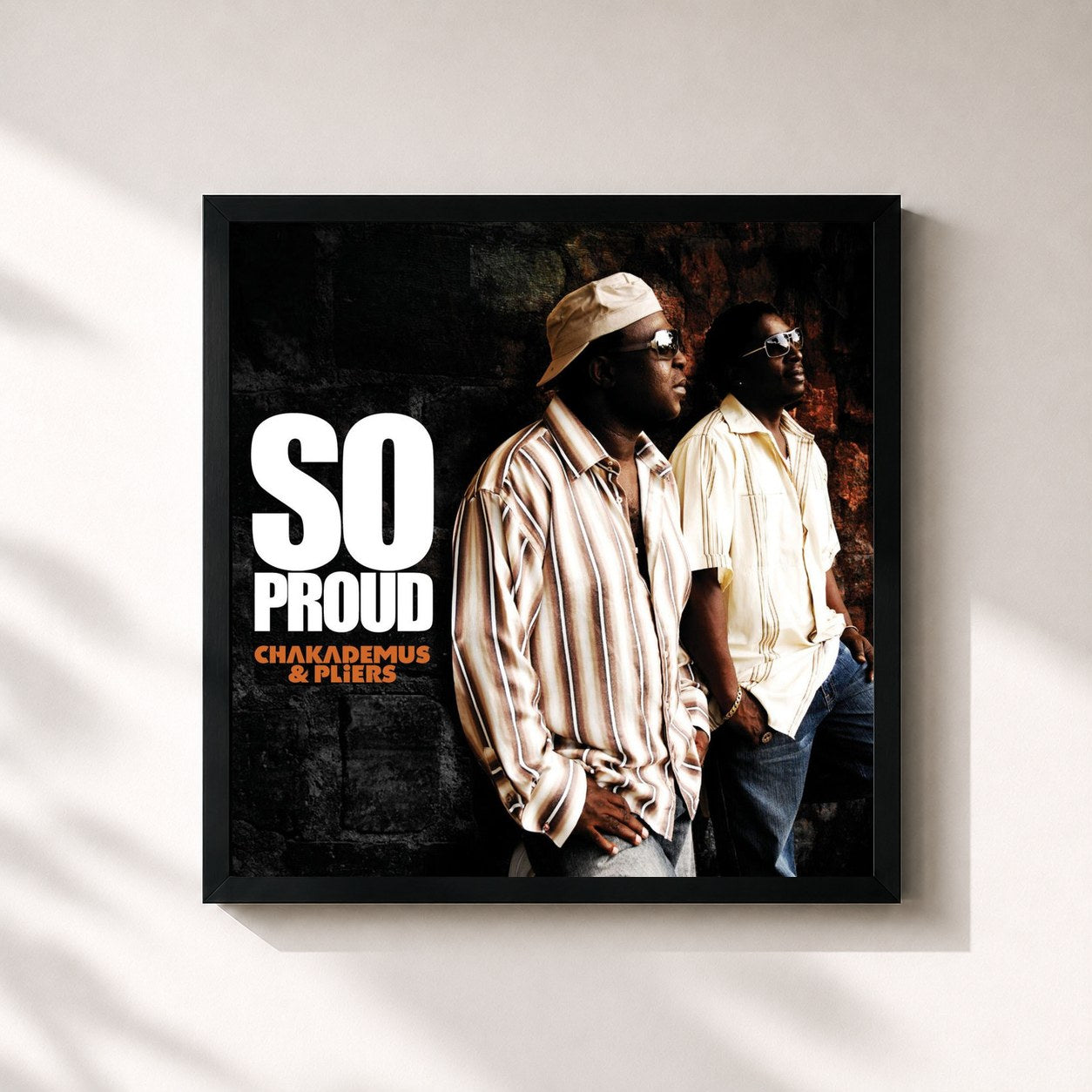 #noir Tableau carré de l'album So Proud de Chaka Demus & Pliers, cadre noir 32x32 cm