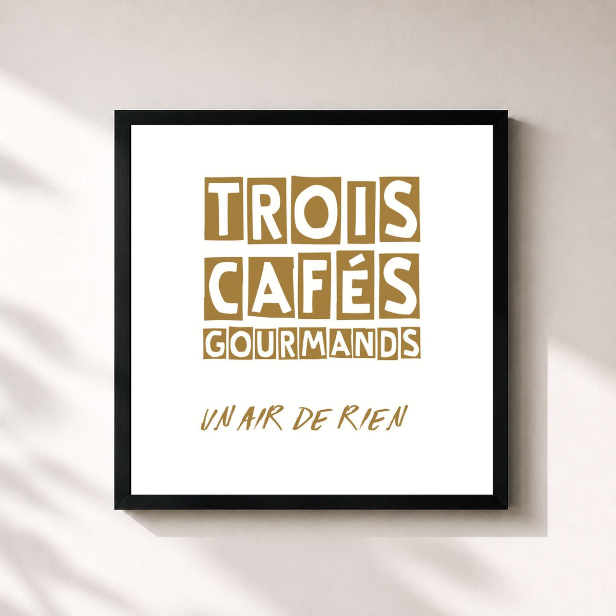 #noir Tableau carré de l'album Un air de rien de Trois Cafés Gourmands, cadre noir 32x32 cm