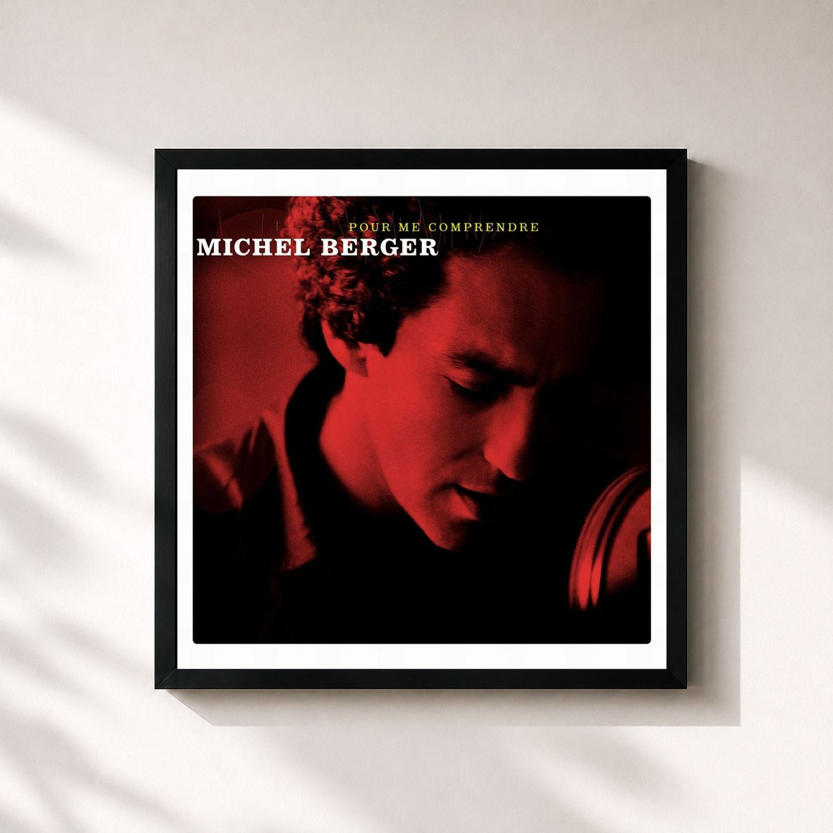 #noir Tableau carré de l'album Pour me comprendre (40 titres) de Michel Berger, cadre noir 32x32 cm