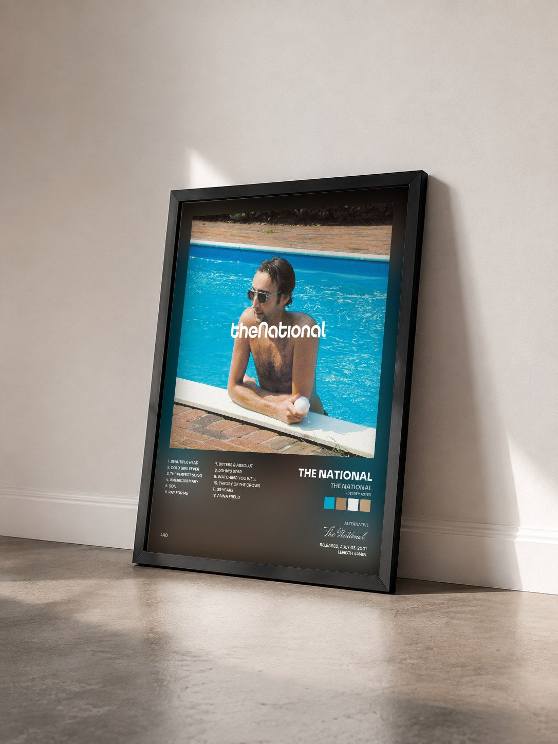 #noir The National (2021 Remaster) by The National as a framed art print seen at an angle, black frame