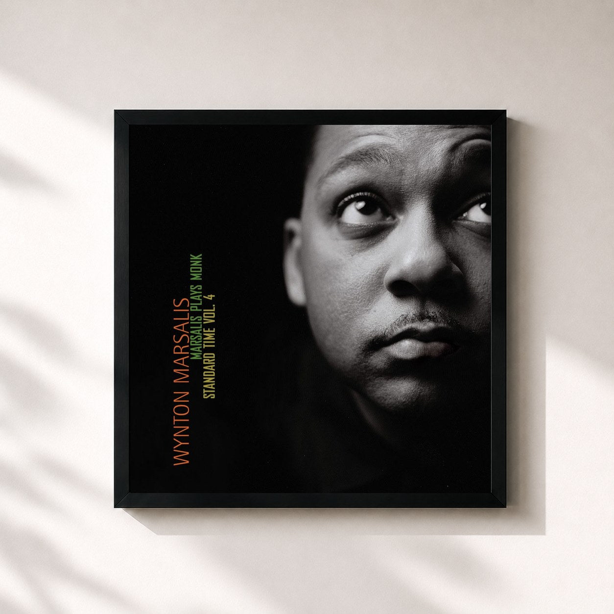 #noir Tableau carré de l'album Marsalis Plays Monk - Standard Time Vol. 4 de Wynton Marsalis, cadre noir 32x32 cm
