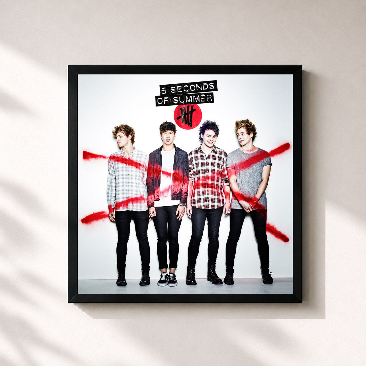 #noir Tableau carré de l'album 5 Seconds Of Summer de 5 Seconds Of Summer, cadre noir 32x32 cm