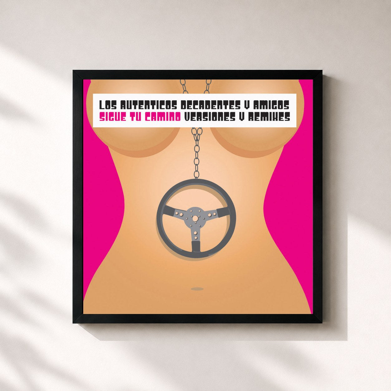 #noir Tableau carré de l'album Sigue Tu Camino (Versiones y Remixes) de Los Auténticos Decadentes, cadre noir 32x32 cm