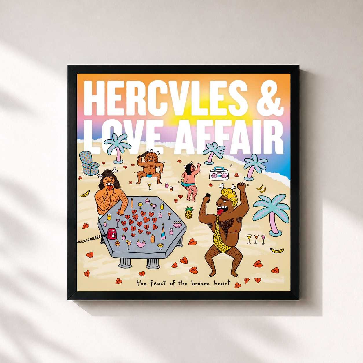 #noir Tableau carré de l'album The Feast of the Broken Heart de Hercules & Love Affair, cadre noir 32x32 cm