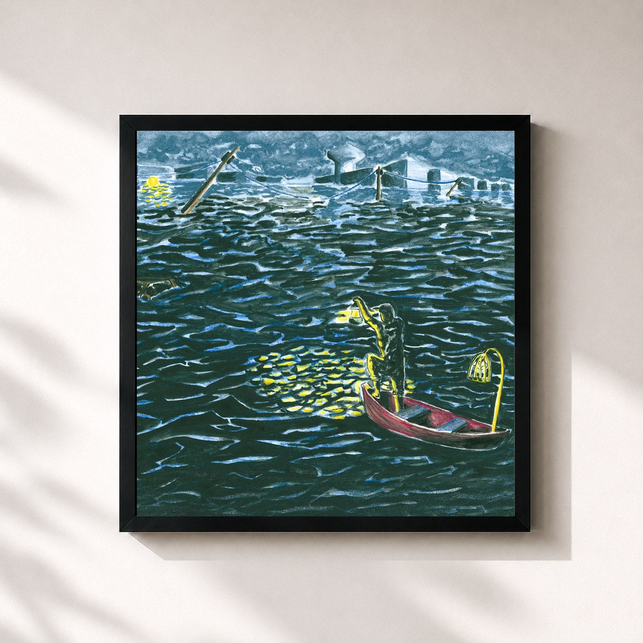 #noir Tableau carré de l'album All of a Sudden I Miss Everyone de Explosions in the Sky, cadre noir 32x32 cm