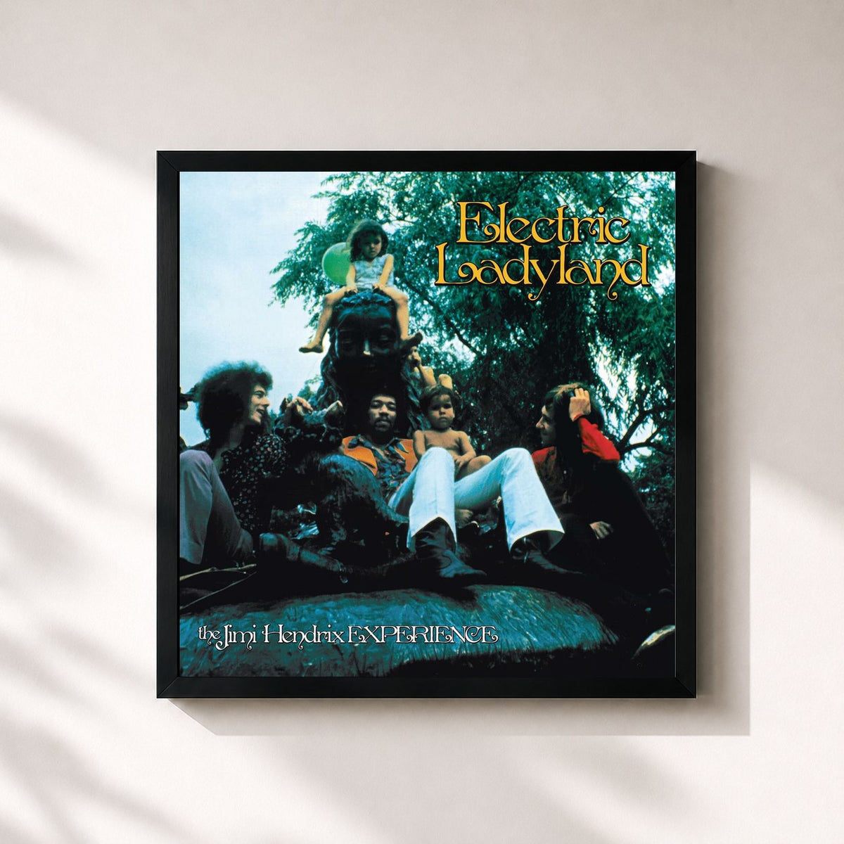 #noir Tableau carré de l'album Electric Ladyland - 50th Anniversary Deluxe Edition de Jimi Hendrix, cadre noir 32x32 cm