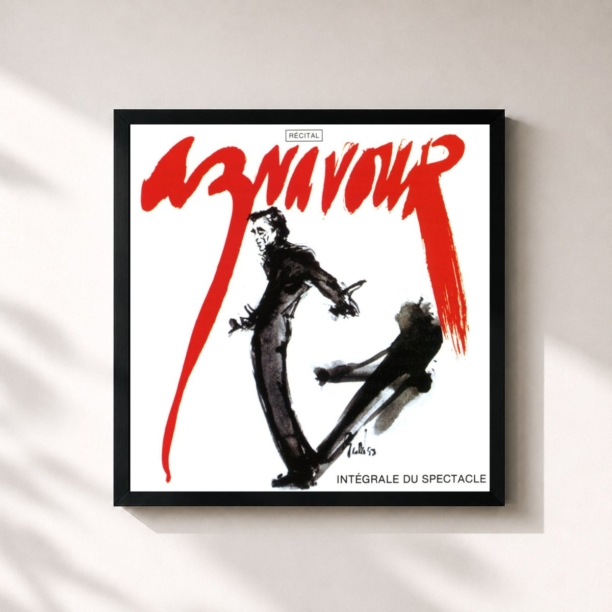 #noir Tableau carré de l'album Palais Des Congrès 87 de Charles Aznavour, cadre noir 32x32 cm