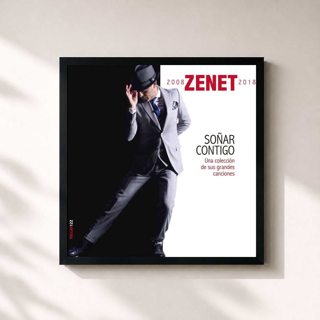 #noir Tableau carré de l'album Soñar Contigo. Una Colección de Sus Grandes Canciones 2008-2018 de Zenet, cadre noir 32x32 cm