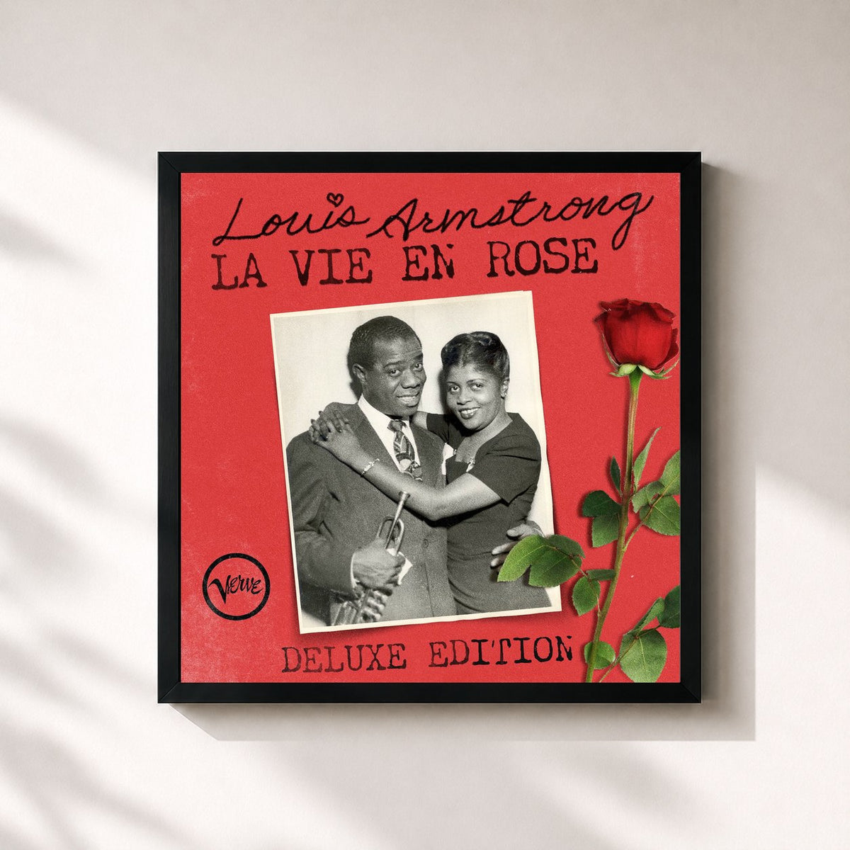 #noir Tableau carré de l'album La Vie En Rose (Deluxe Edition) de Louis Armstrong, cadre noir 32x32 cm