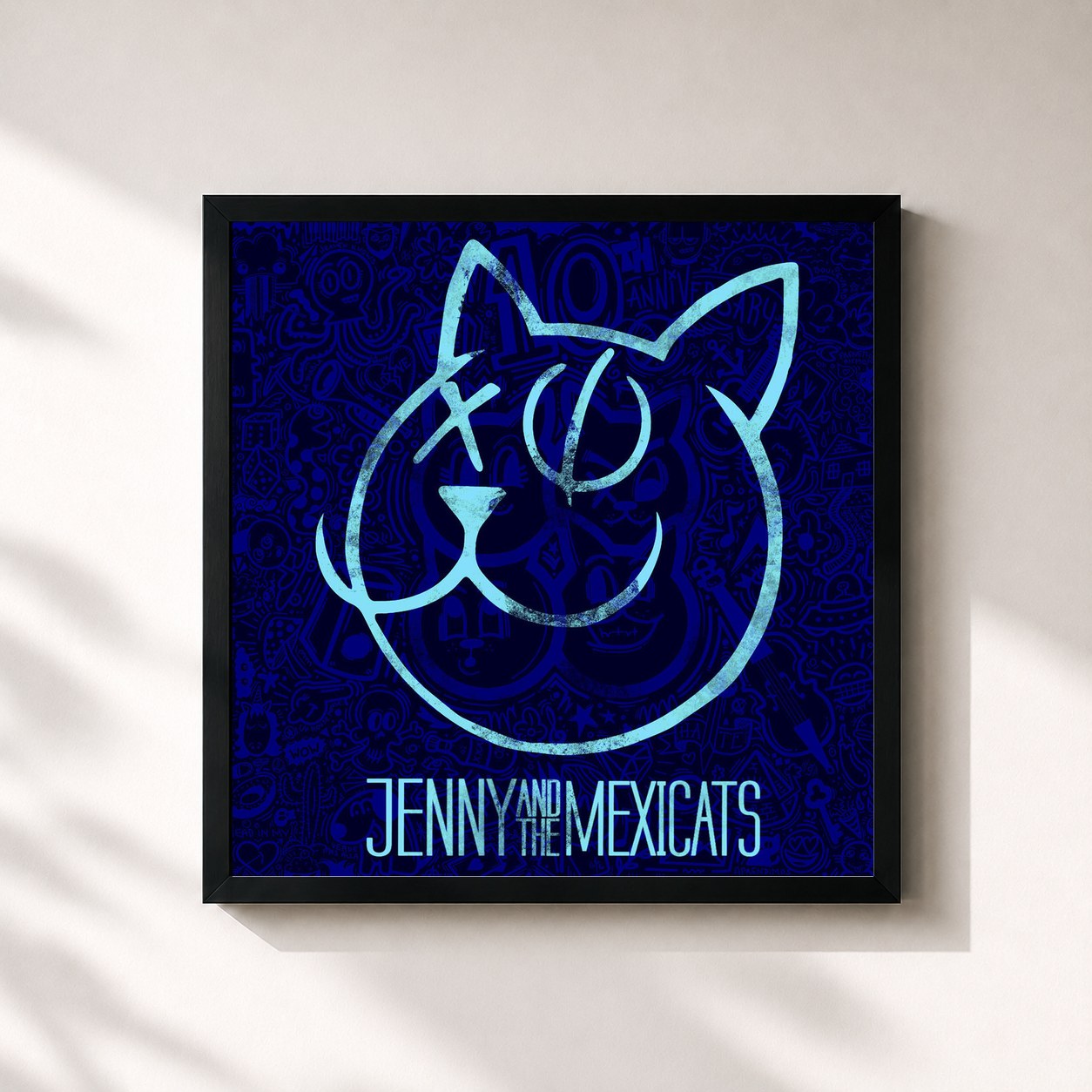 #noir Tableau carré de l'album Ten Spins Round the Sun (10 Year Anniversary Album) de Jenny And The Mexicats, cadre noir 32x32 cm