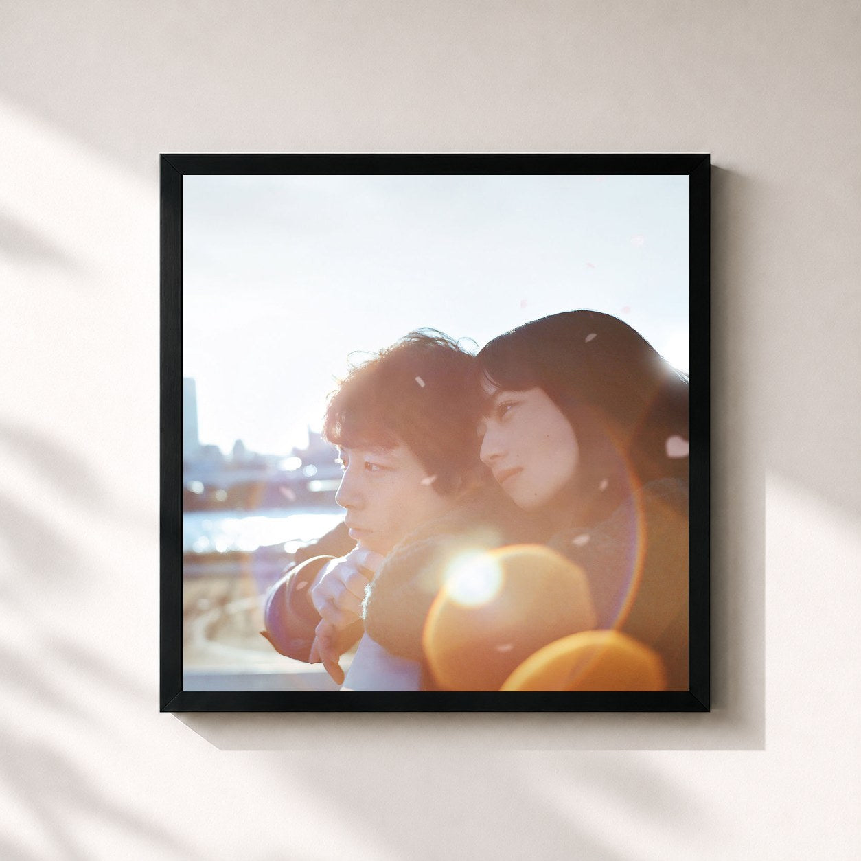 #noir Tableau carré de l'album Original Soundtrack of "The Last Ten Years" de RADWIMPS, cadre noir 32x32 cm