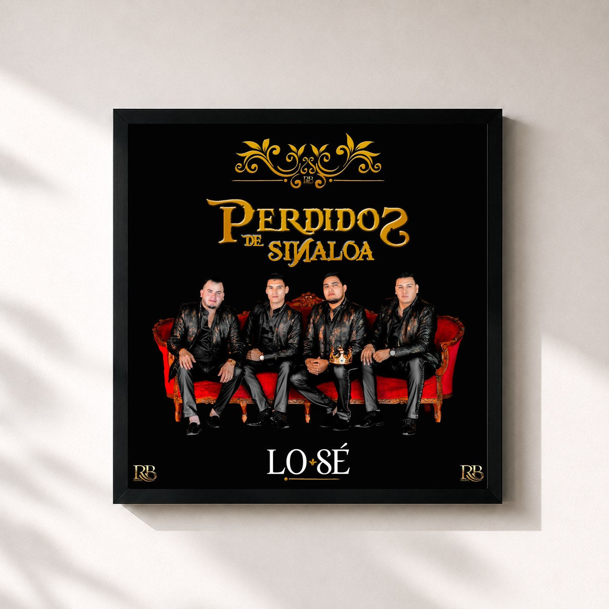 #noir Tableau carré de l'album Lo Sé de Perdidos De Sinaloa, cadre noir 32x32 cm