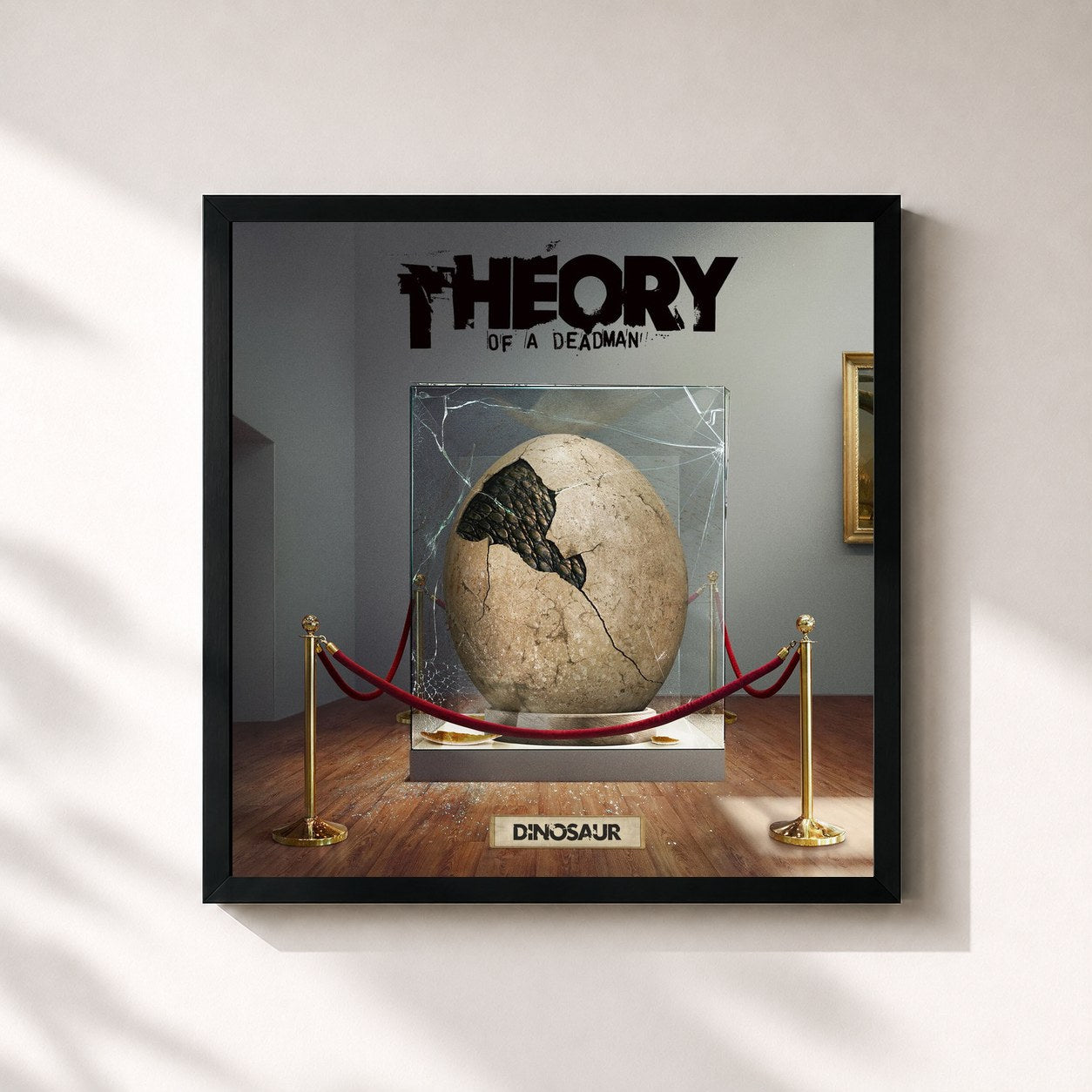 #noir Tableau carré de l'album Dinosaur de Theory of a Deadman, cadre noir 32x32 cm