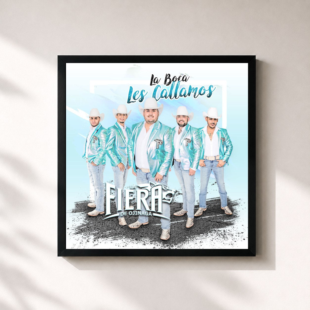 #noir Tableau carré de l'album La Boca Les Callamos de La Fiera De Ojinaga, cadre noir 32x32 cm