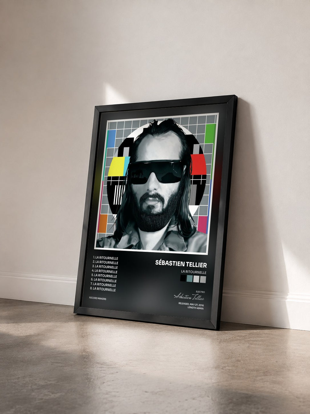 #noir La ritournelle di Sébastien Tellier in stampa incorniciata vista di tre quarti, cornice nera