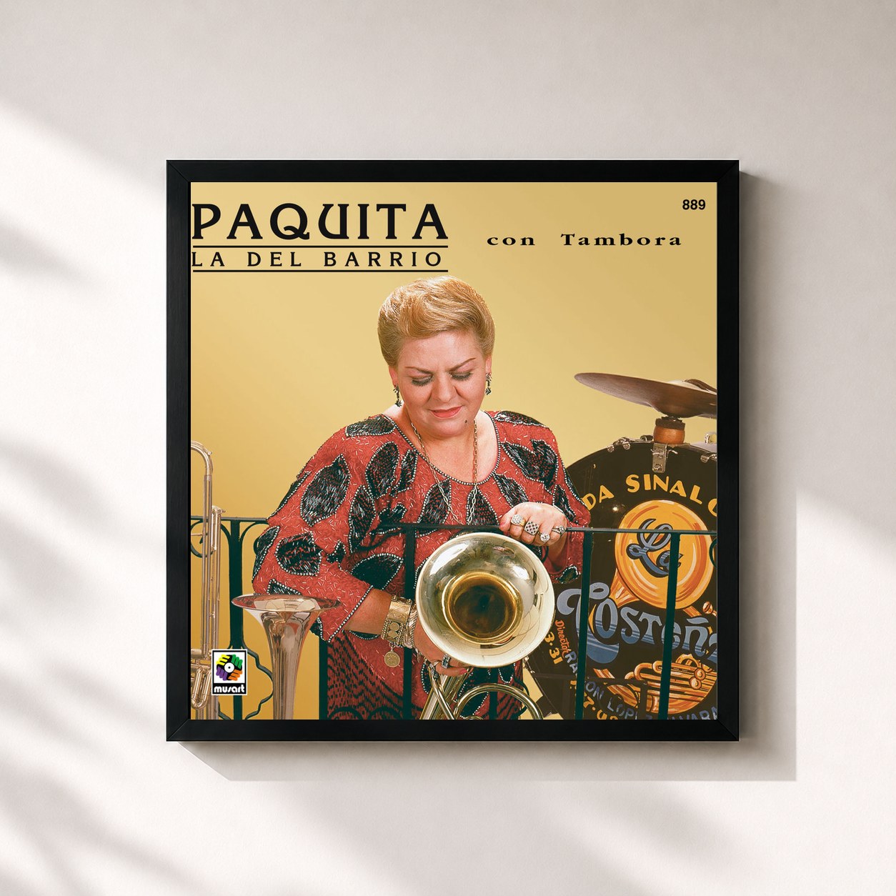 #noir Tableau carré de l'album Paquita La Del Barrio Con Tambora de PAQUITA LA DEL BARRIO, cadre noir 32x32 cm