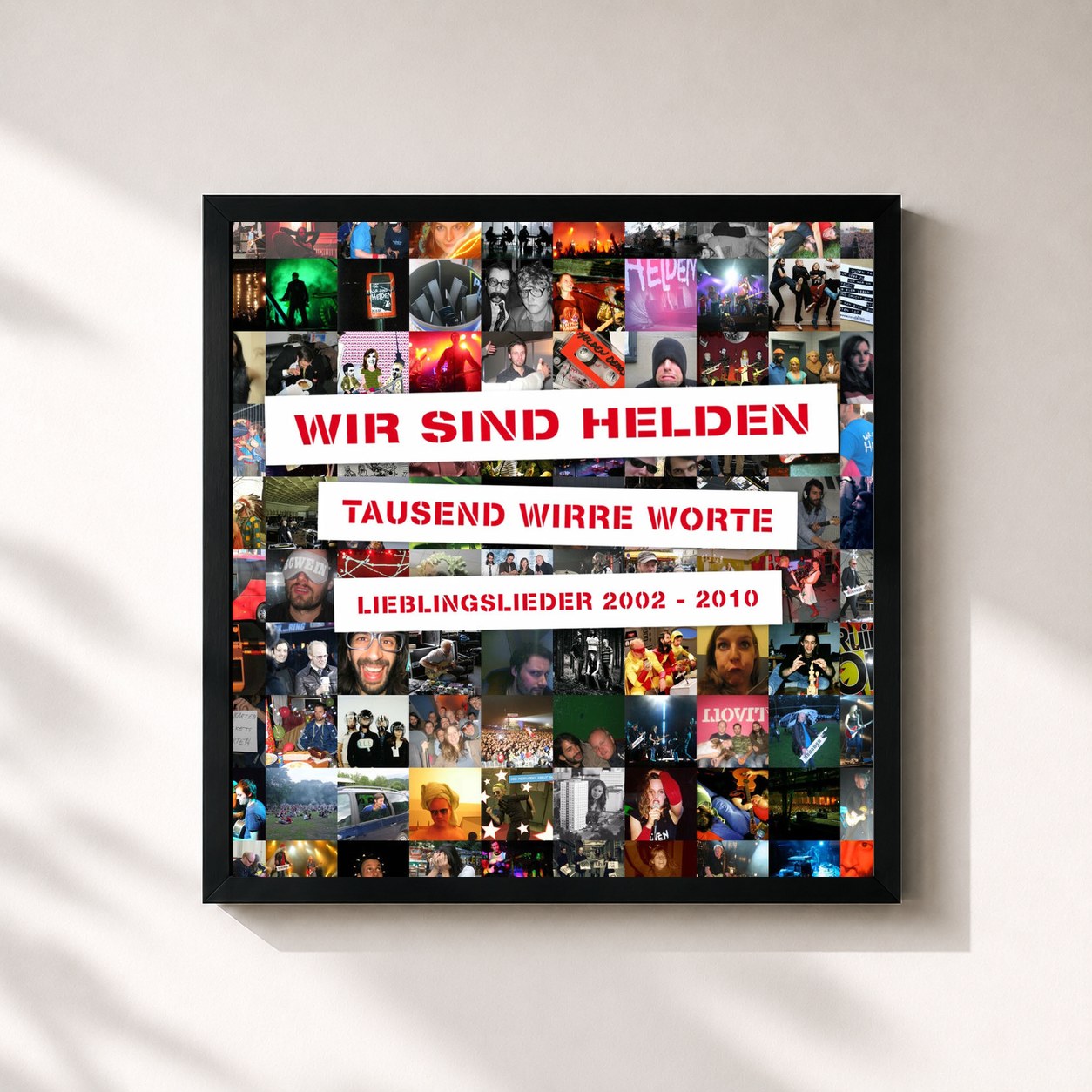 #noir Tableau carré de l'album Tausend Wirre Worte - Lieblingslieder 2002-2010 (Deluxe Edition) de Wir sind Helden, cadre noir 32x32 cm