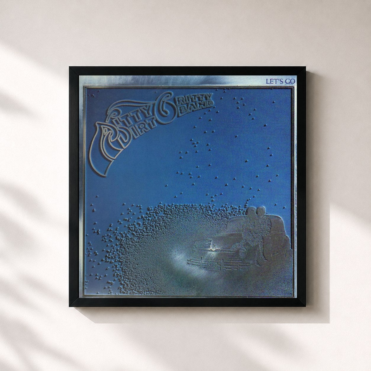 #noir Tableau carré de l'album Let's Go de Nitty Gritty Dirt Band, cadre noir 32x32 cm