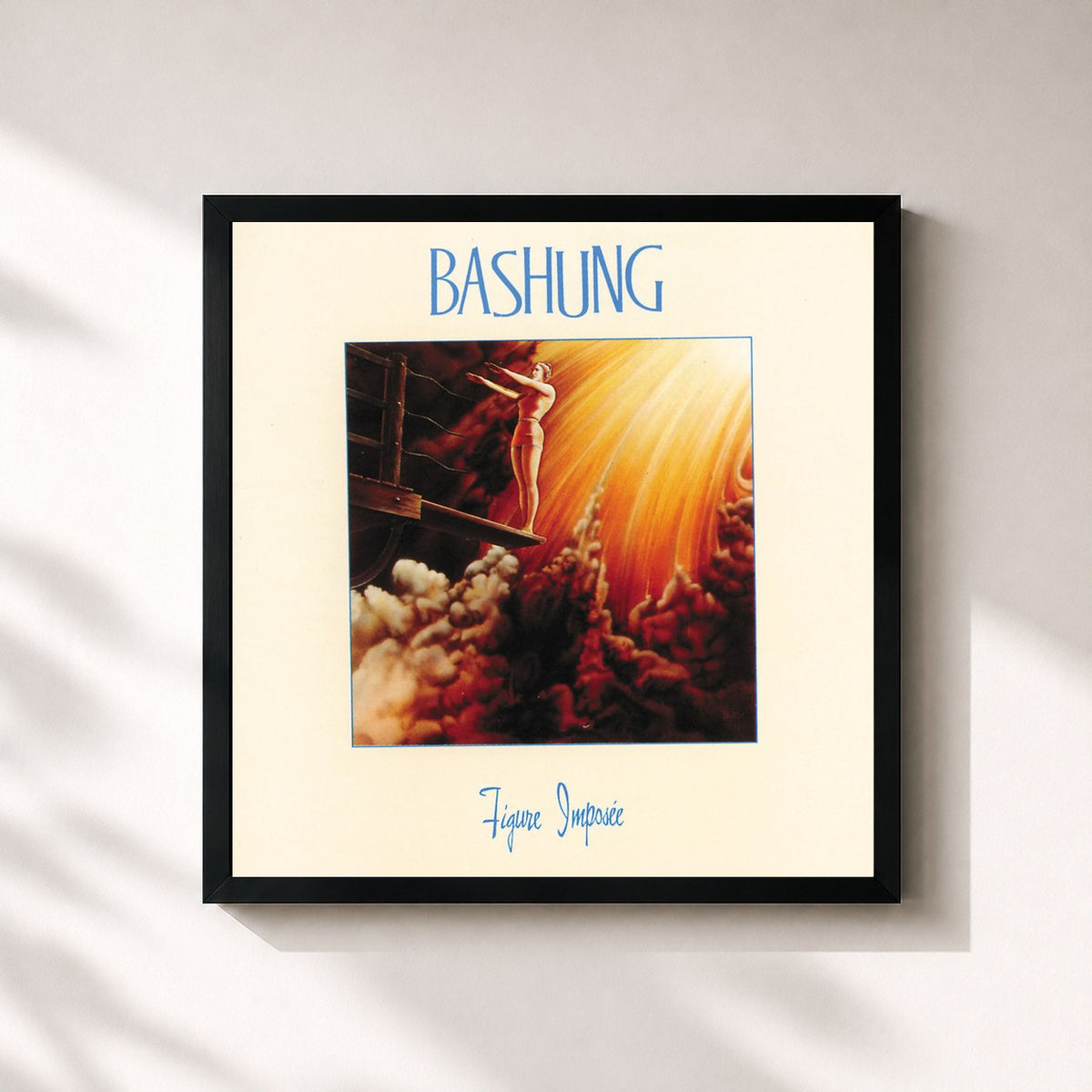 #noir Figure Imposee di Alain Bashung in stampa quadrata incorniciata, cornice nera 32x32 cm