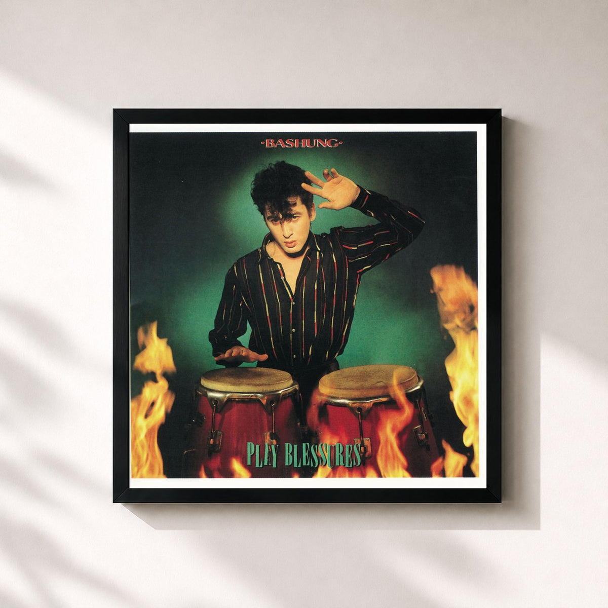 #noir Play Blessures by Alain Bashung as a square framed art print, black 32x32 cm frame