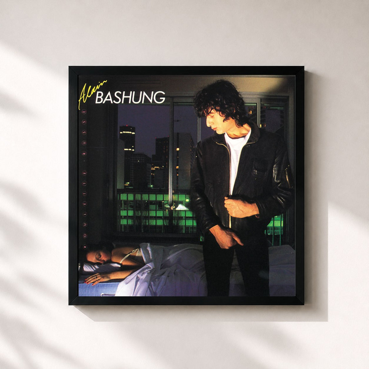 #noir Roulette Russe di Alain Bashung in stampa quadrata incorniciata, cornice nera 32x32 cm