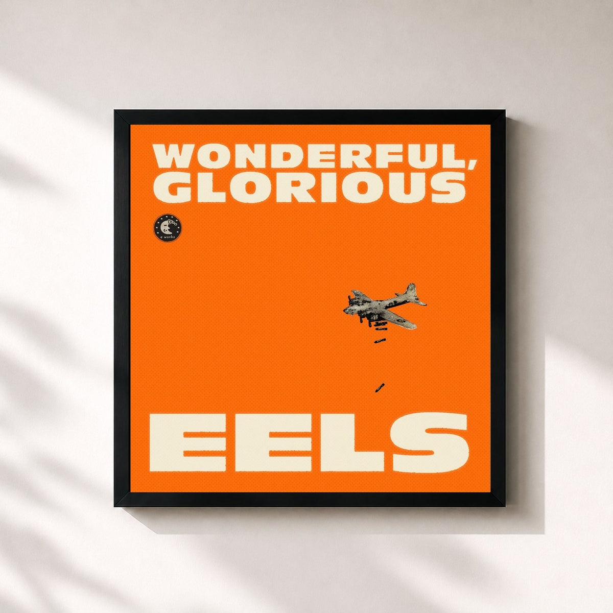 #noir Wonderful, Glorious de Eels en lámina cuadrada enmarcada, marco negro de 32x32 cm