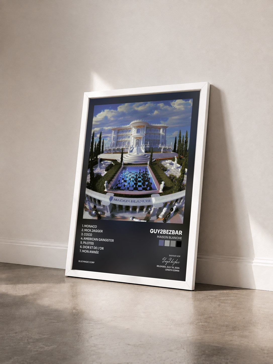 #blanc Tableau de l'album Maison Blanche de Guy2bezbar vu de trois quarts, cadre blanc