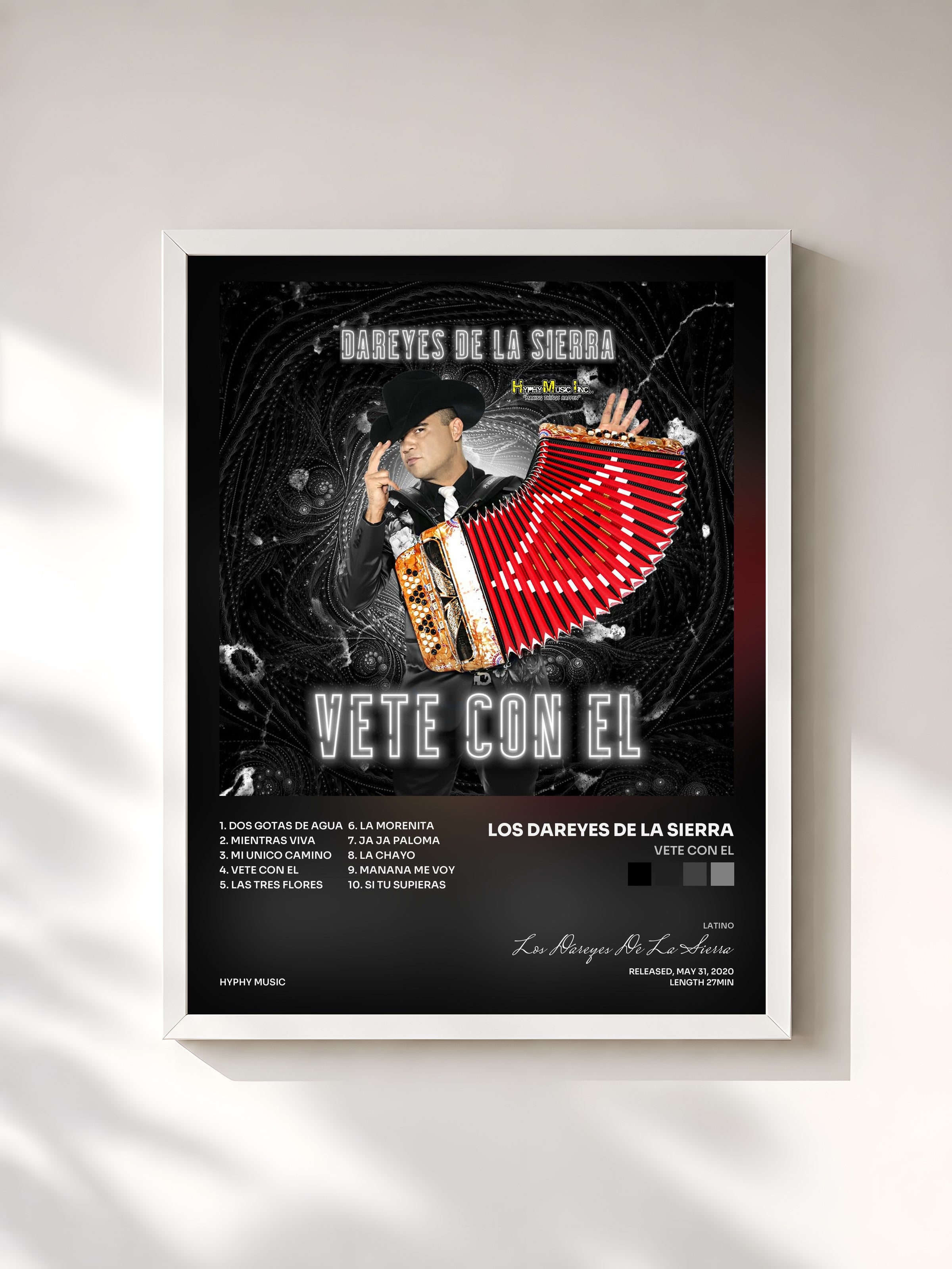 #blanc Tableau de l'album Vete Con El de Los Dareyes De La Sierra, cadre blanc, imprimé et encadré en France