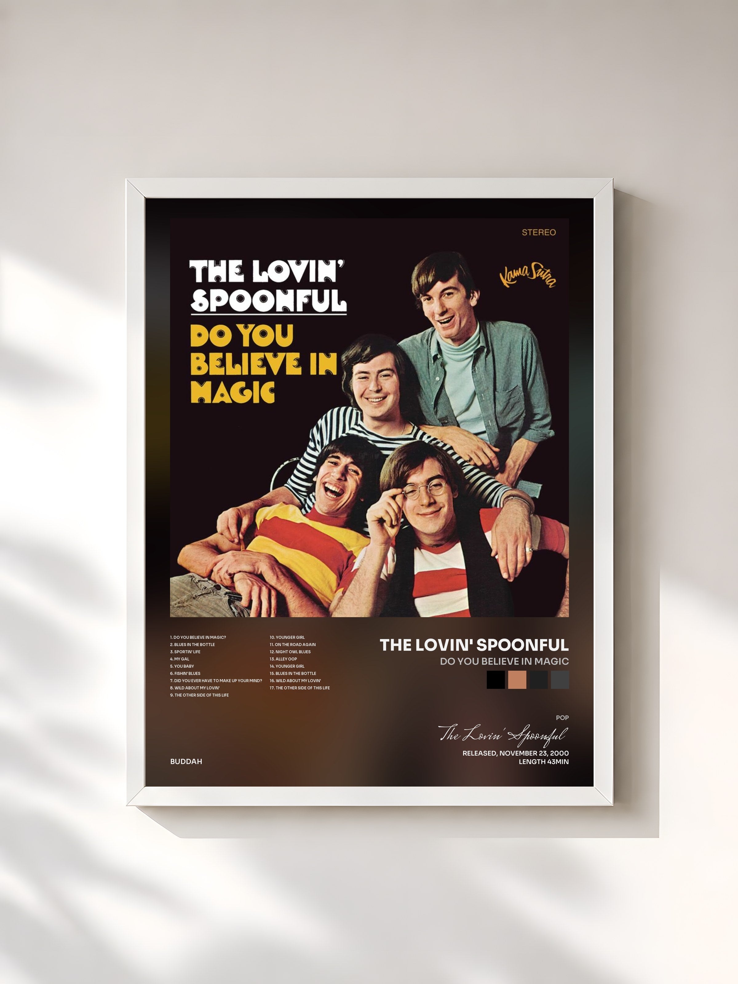 #blanc Tableau de l'album Do you Believe In Magic de The Lovin' Spoonful, cadre blanc, imprimé et encadré en France