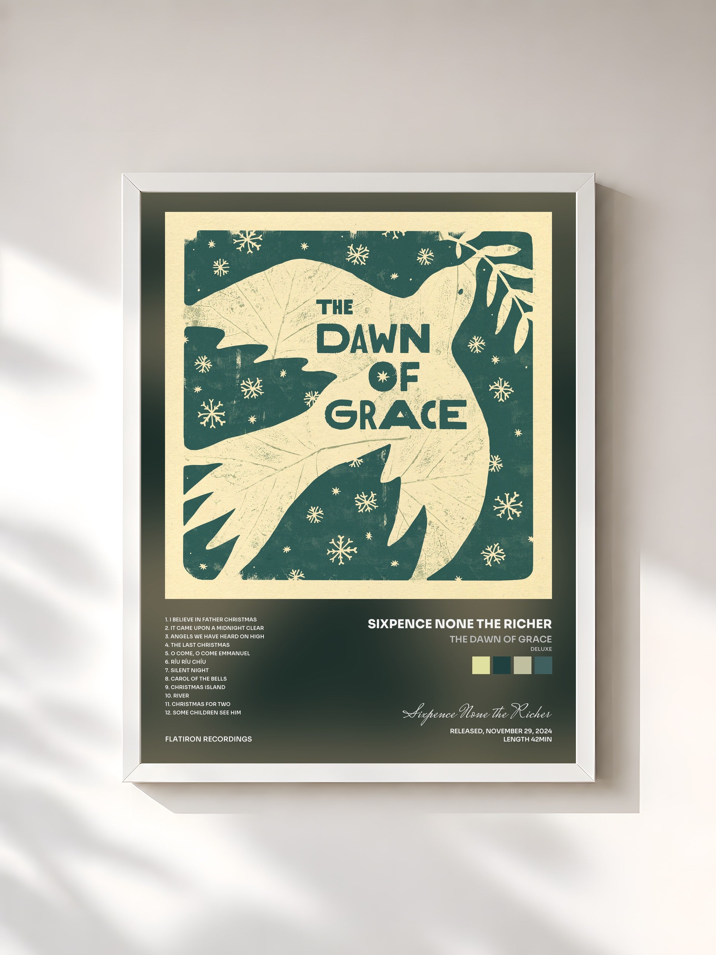 #blanc Tableau de l'album The Dawn of Grace (Deluxe) de Sixpence None the Richer, cadre blanc, imprimé et encadré en France