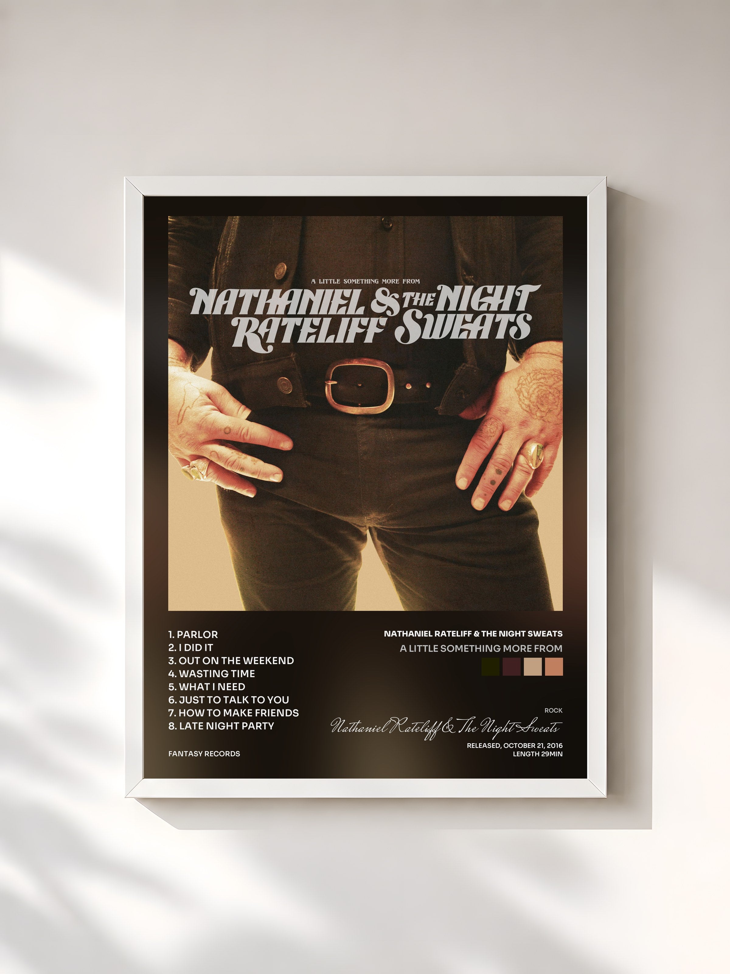 #blanc Tableau de l'album A Little Something More From de Nathaniel Rateliff & The Night Sweats, cadre blanc, imprimé et encadré en France