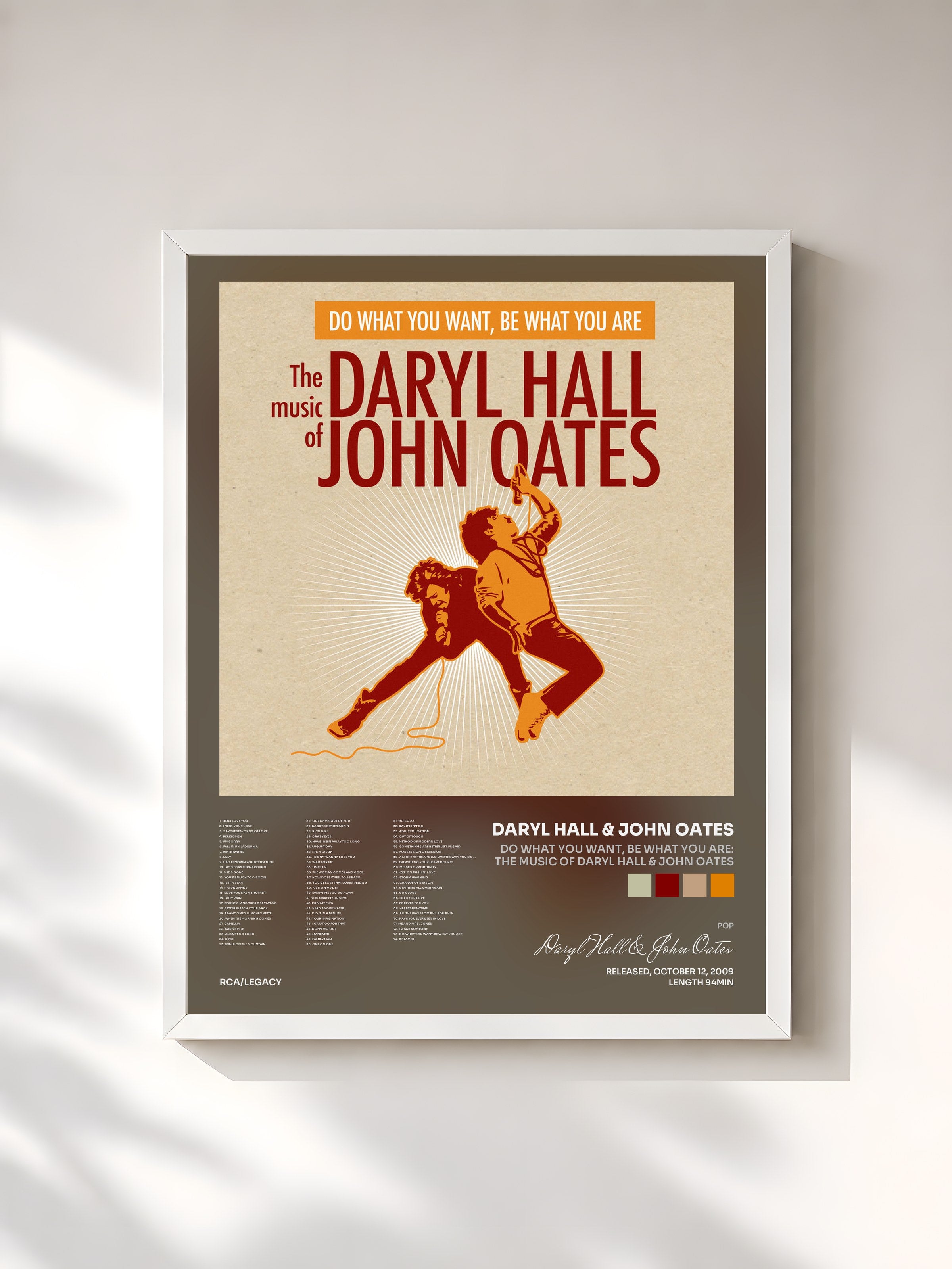 #blanc Tableau de l'album Do What You Want, Be What You Are: The Music of Daryl Hall & John Oates de Daryl Hall & John Oates, cadre blanc, imprimé et encadré en France