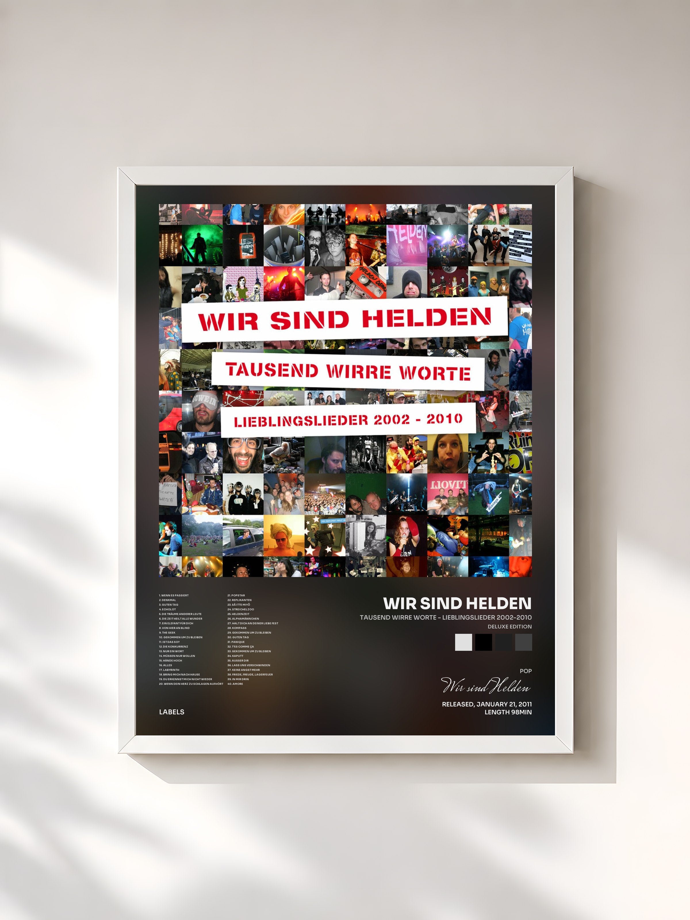 #blanc Tableau de l'album Tausend Wirre Worte - Lieblingslieder 2002-2010 (Deluxe Edition) de Wir sind Helden, cadre blanc, imprimé et encadré en France