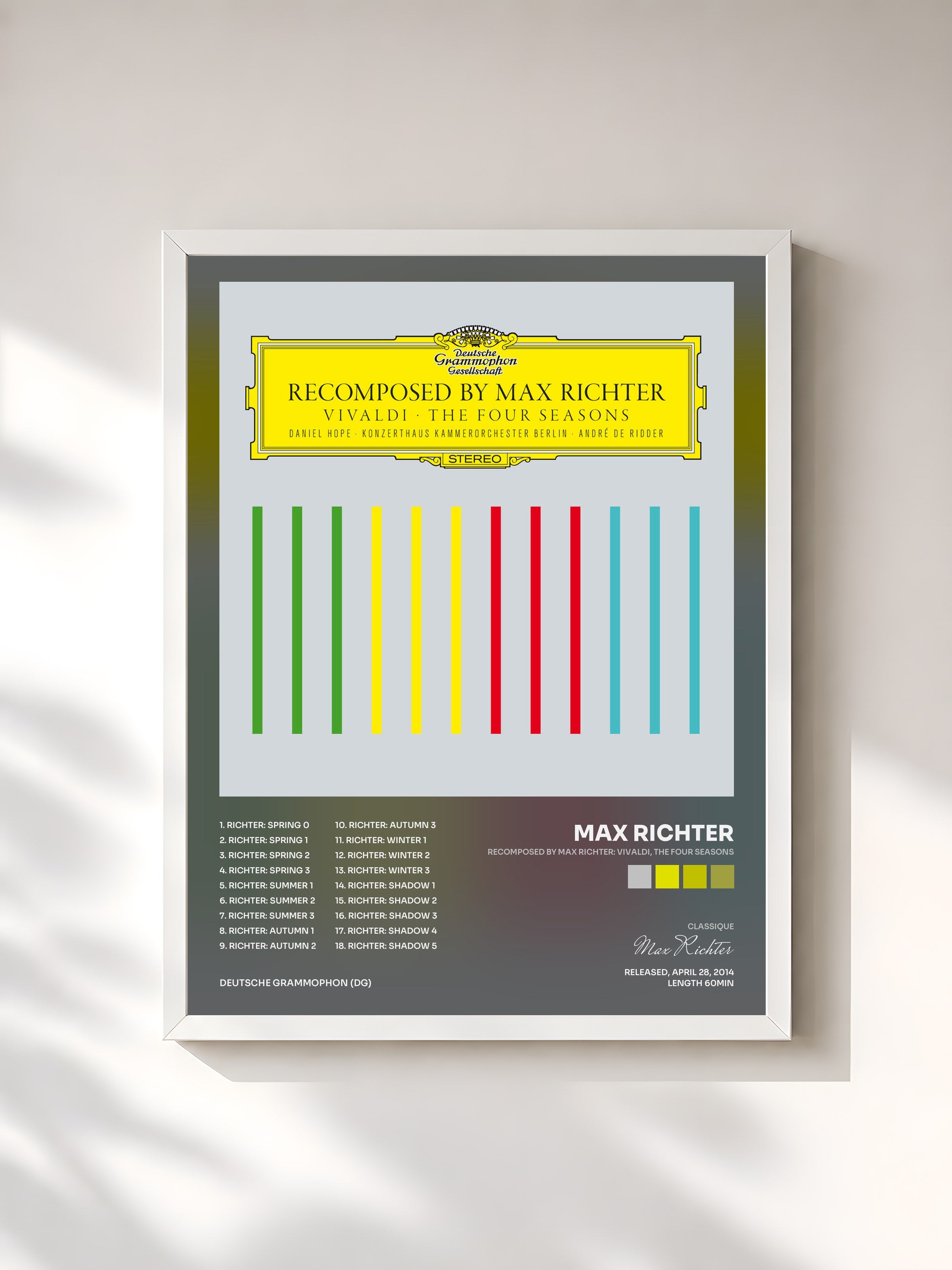 #blanc Tableau de l'album Recomposed By Max Richter: Vivaldi, The Four Seasons de Max Richter, cadre blanc, imprimé et encadré en France