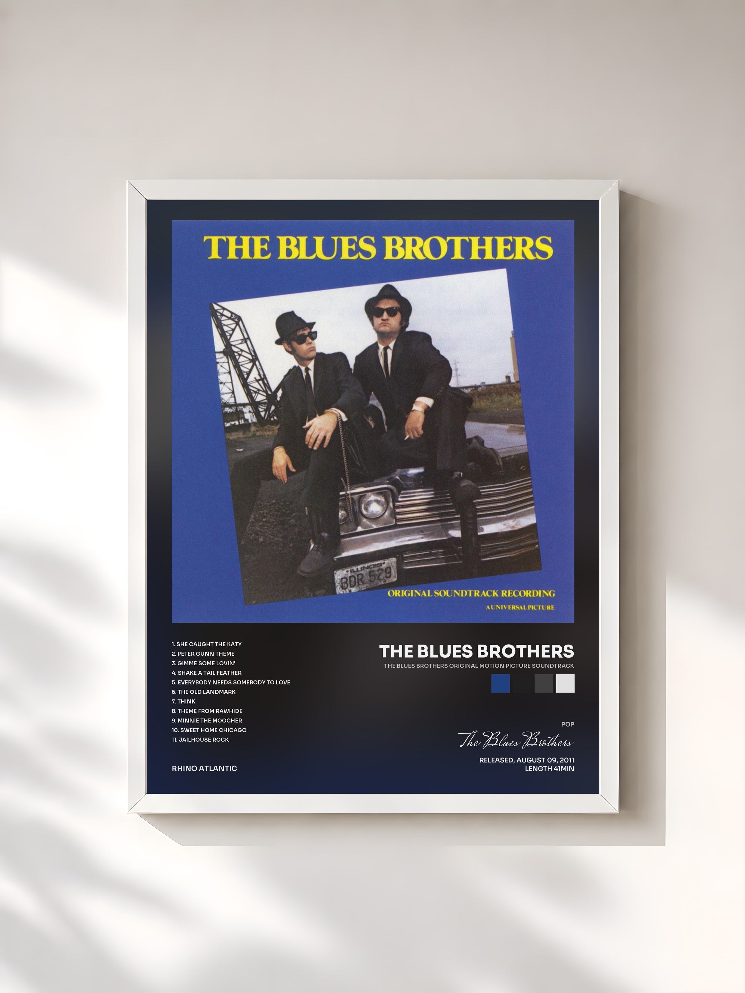 #blanc The Blues Brothers Original Motion Picture Soundtrack by The Blues Brothers as a framed art print, white frame, printed and framed in France