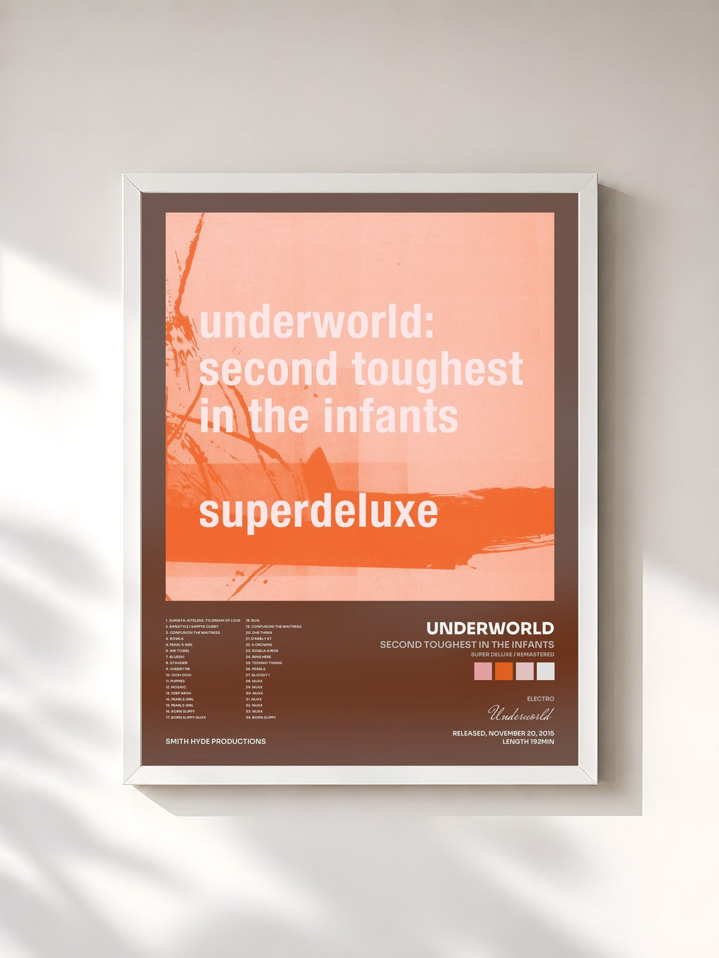 #blanc Tableau de l'album Second Toughest In The Infants (Super Deluxe / Remastered) de Underworld, cadre blanc, imprimé et encadré en France