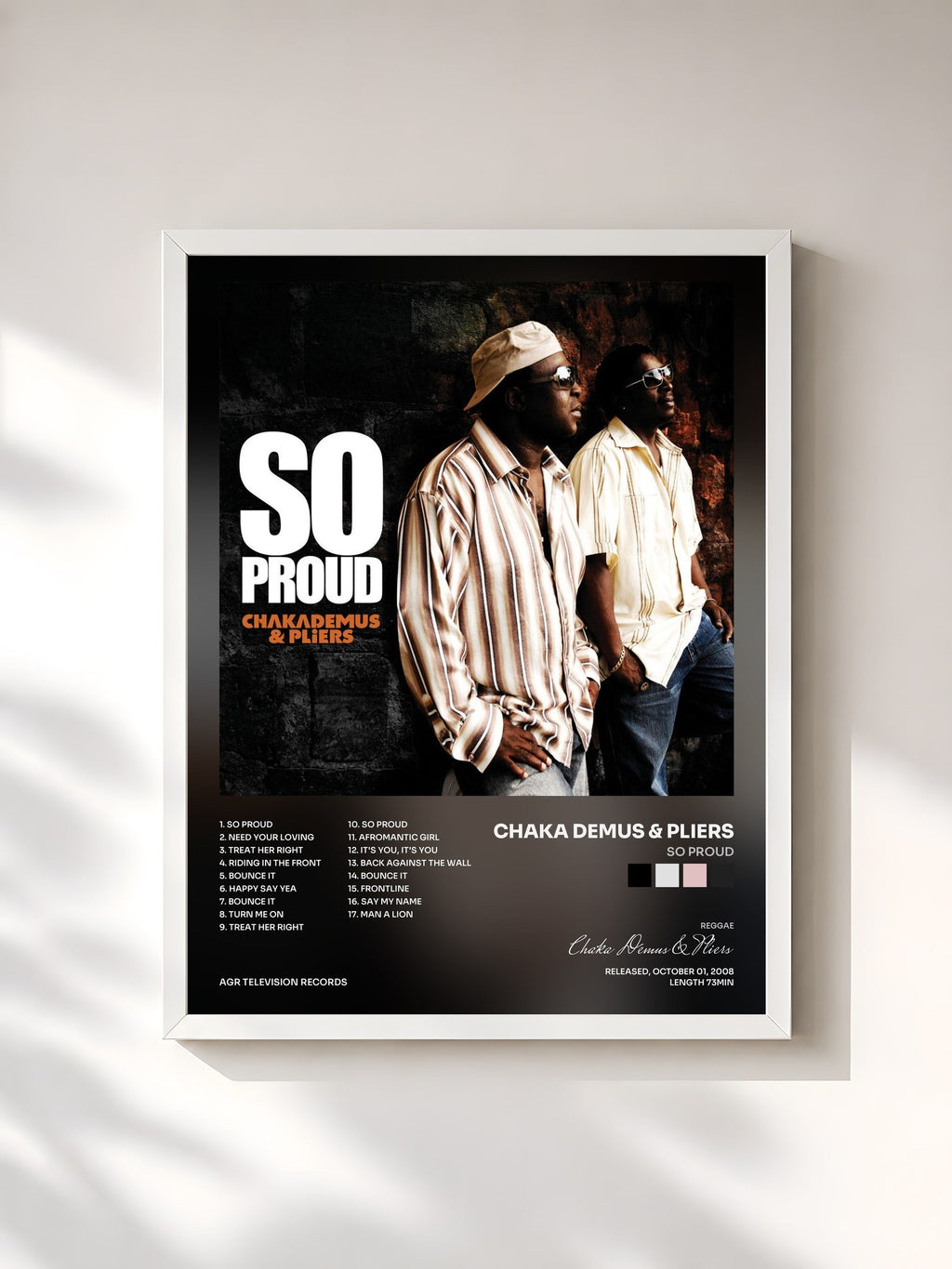 #blanc So Proud by Chaka Demus & Pliers as a framed art print, white frame, printed and framed in France