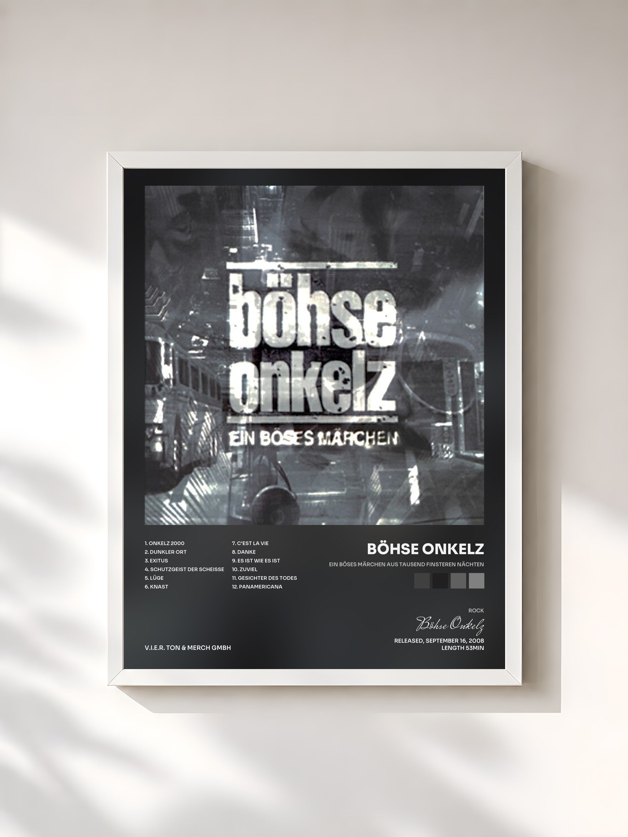 #blanc Tableau de l'album Ein böses Märchen aus tausend finsteren Nächten de Böhse Onkelz, cadre blanc, imprimé et encadré en France